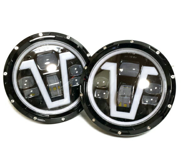 汎用 7インチ LED プロジェクターヘッドライト デイライトウィンカー機能付き HiLo切り替え 2個セット イカリング ラングラー ジープ