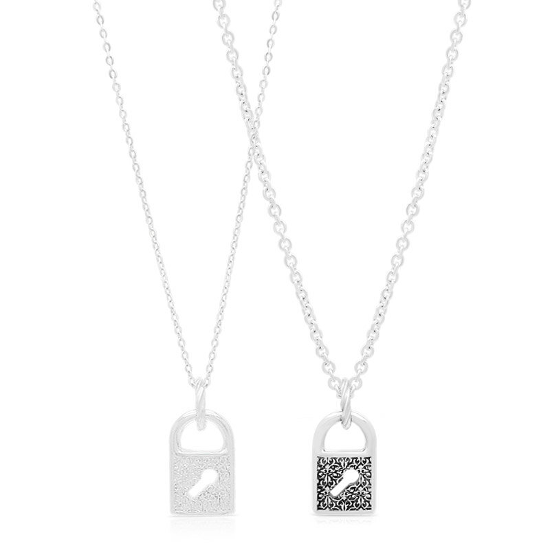 FREE STYLE 公式サイト パドロック 南京錠 アラベスク 唐草模様 シルバー ペアネックレス ペアアクセサリー ペア ネックレス・ペンダント 記念日 プレゼント ギフトFSP956B-956W セット シンプル フリースタイル 【送料無料】