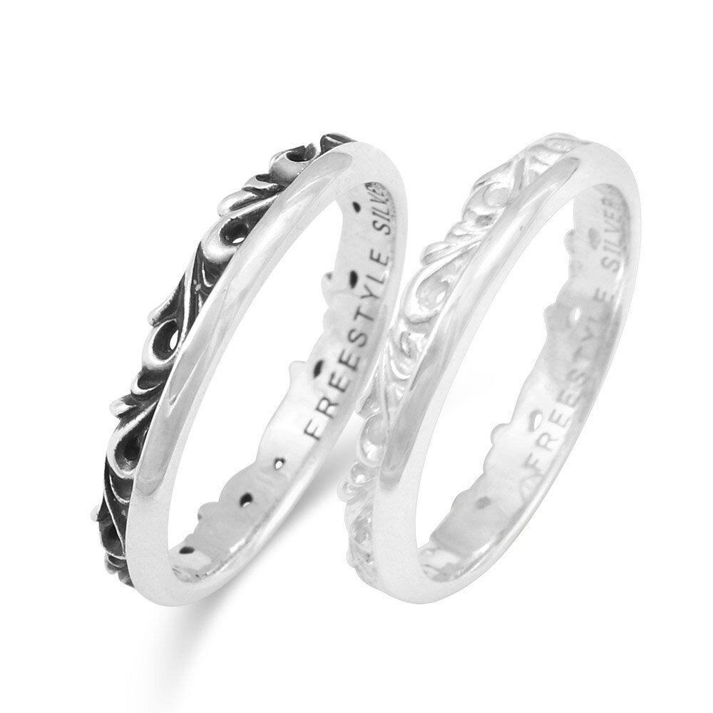 FREE STYLE 公式サイト アラベスク 唐草模様 シルバー ペアリング ペアアクセサリー ペア 指輪・リング 記念日 プレゼント ギフト FSR923B-923W セット シンプル フリースタイル 【送料無料】