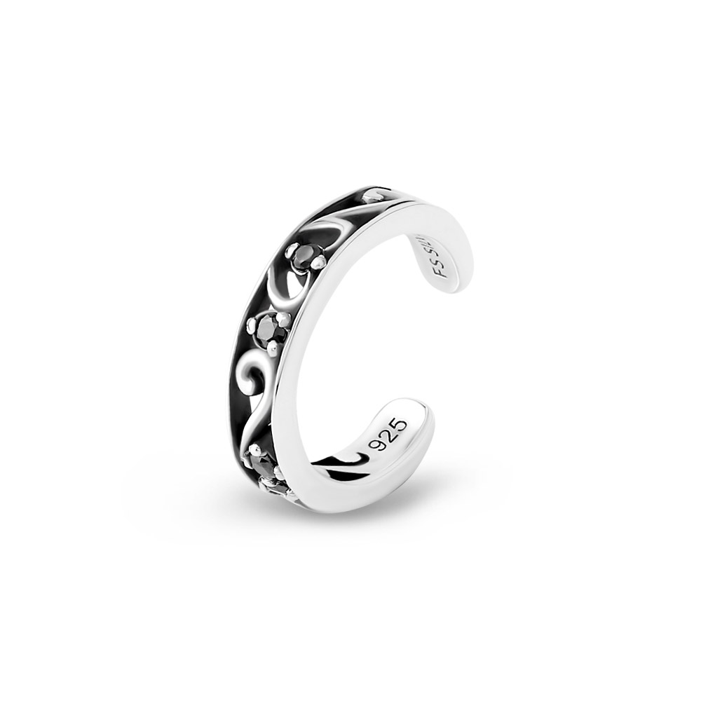 FREE STYLE 公式サイト イヤーカフ アラベスク 唐草模様 シルバー アクセサリー ブラックジルコニア ユ..