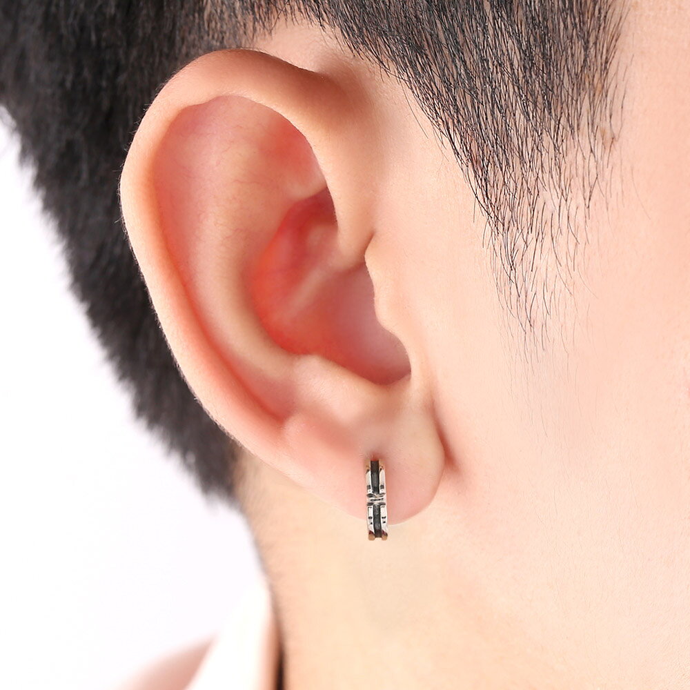 クロス 十字架 ピアス メンズピアス シルバー メンズアクセサリー メンズ フープピ...