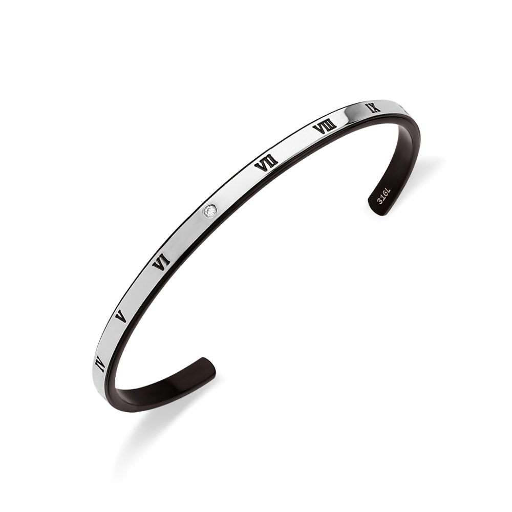 FREE STYLE 公式サイト ステンレス 金属アレルギー対応 アレルギーフリー メンズバングル メンズアクセサリー メンズ バングル ローマ数字 平打ち プ...