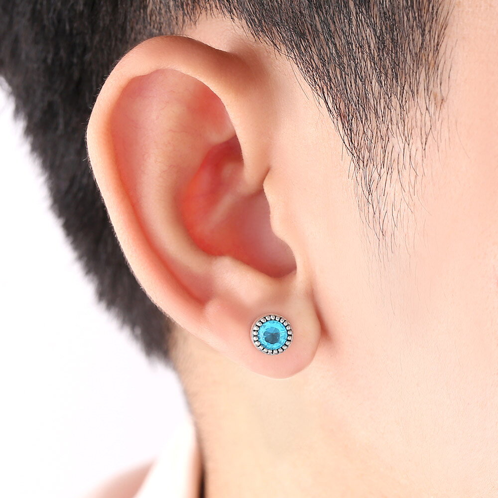 アクアカラーストーン スタッズ メンズピアス シルバー メンズアクセサリー メンズ...