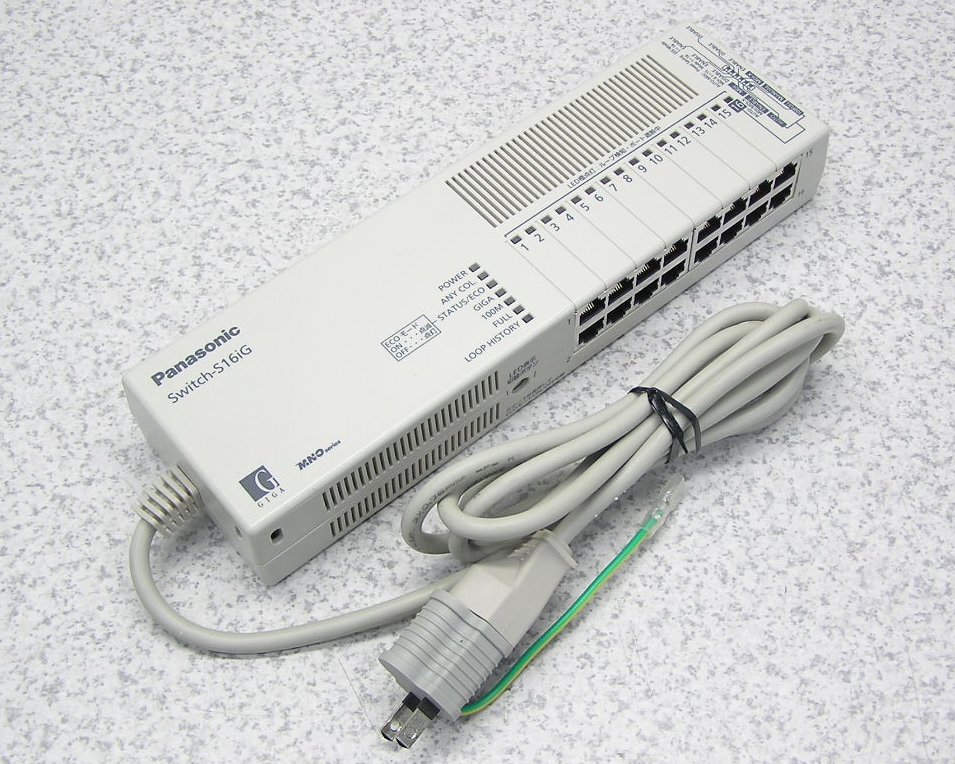 □■Panasonic/パナソニック 全ポートギガ レイヤ2 ノンインテリジェントスイッチングハブ Switch-S16iG PN24160GK 動作良好!美品! 【中古】 送料無料