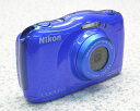 □■Nikon/ニコン 10m防水 デジタルカメラ COOLPIX S33 ブルー 光学3倍ズーム/1317万画素 動作良好！【中古】 『送料無料』