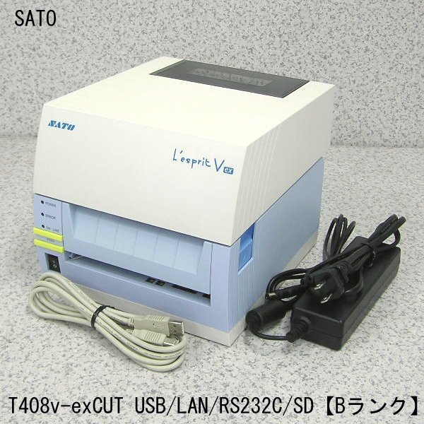 □■β サトー/SATO L'esprit T408v-exCUT バーコードラベルプリンタ　USB/LAN/RS232C/SDカード対応/印字OK/多少黄ばみ有り 【中古】 送料..