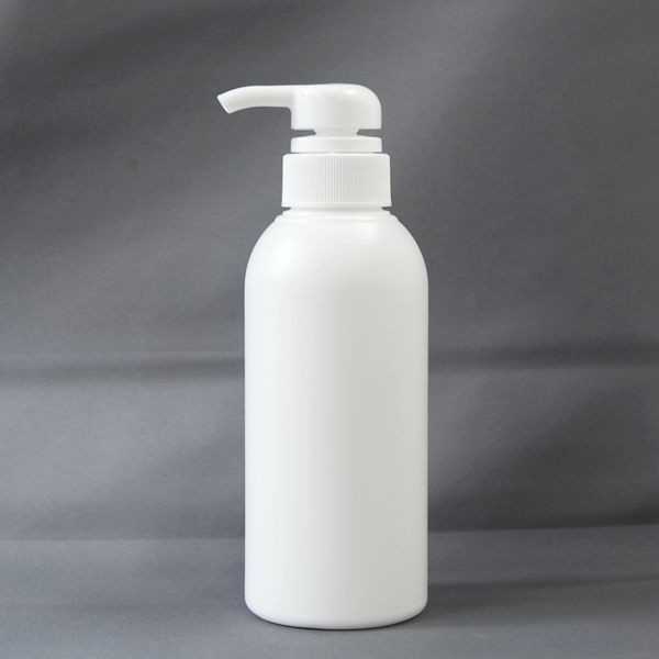 プラスチック容器 シャンプーボトル PEシャンプーボトル300ml乳白円柱形白ポンプ白　SH300PEW-W