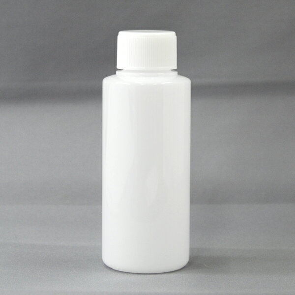 プラスチック容器 PETカラーボトルハーフホワイト平キャップタイプ100mlキャップ白 H100PET-HF-W