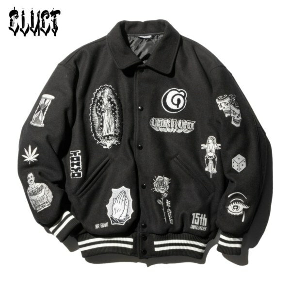 【セール40%OFF】15th ANNIVERSARY CLUCT×MIKE GIANT/クラクト VARSITY JACKET/スタジアムジャケット 04777・BLACK