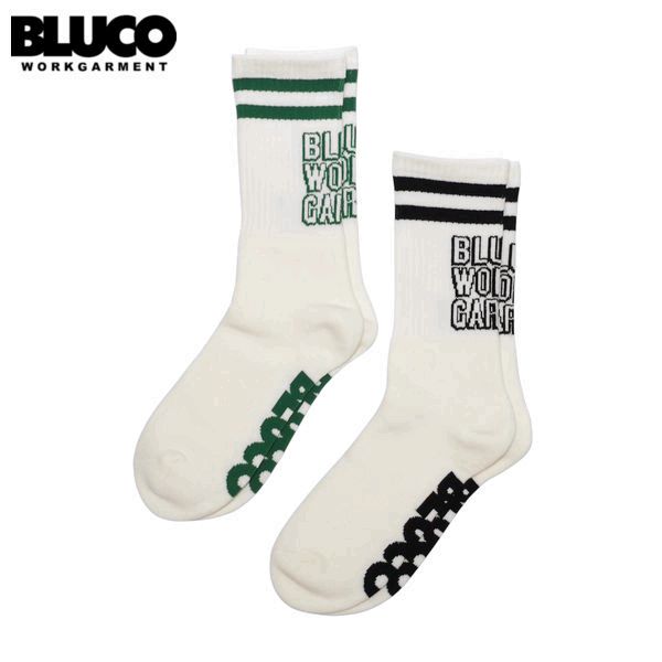 Rakuten - BLUCO/ブルコ 2-PACK SOX -BLOCK-/ソックス 163-55-007・2足セット(WHITE/BLACK・WHITE/GREEN)