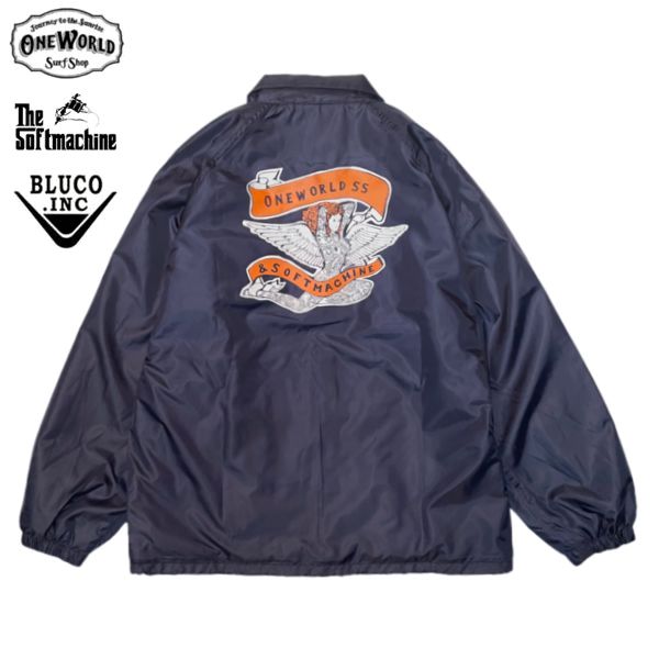 【セール20%OFF】ONEWORLD x SOFTMACINE x BLUCO / ONE WORLD ANGEL COACH JACKET コーチジャケット・NAVY