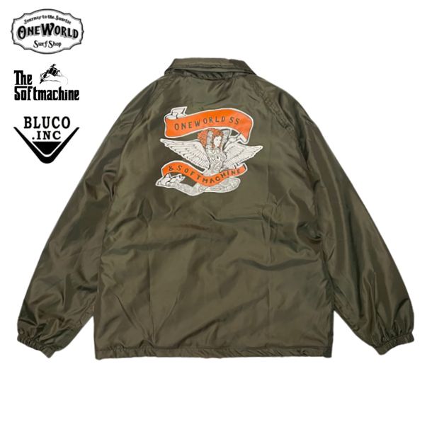 【セール20%OFF】ONEWORLD x SOFTMACINE x BLUCO / ONE WORLD ANGEL COACH JACKET コーチジャケット・OLIVE