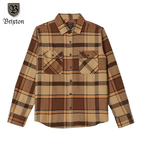 BRIXTON/ブリクストン BOWERY FLANNEL/フランネルシャツ 01213・SAND/PINECONE/SOLAR ORANGE