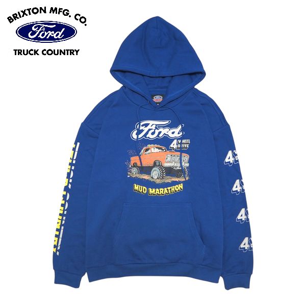 Rakuten - 【セール20%OFF】BRIXTON×FORD・FORD MUD MARATHON FLEECE HOODIE/プルオーバーフーディー 22871・FORD BLUE