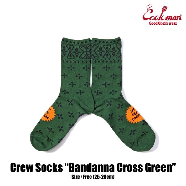 COOKMAN/åޥ Crew Socks/å 233-43170Bandanna Cross Green