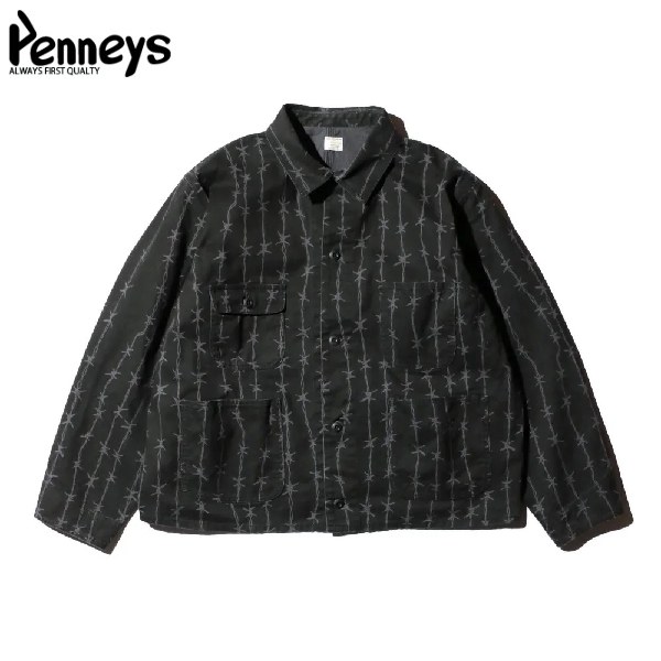【セール30%OFF】PENNEY'S/ペニーズ PRINTED ENGINEER SHORT JACKET/エンジニアジャケット PN25S01300・BARBED WIRE(BLACK)