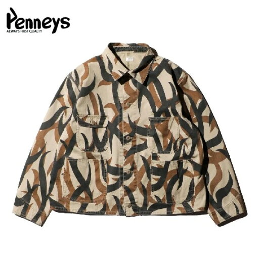 PENNEY'S/ペニーズ PRINTED ENGINEER SHORT JACKET/エンジニアジャケット PN25S01300・TRIBAL(KHAKI) PENNEY'S/ペニーズ PRINTED ENGINEER SHORT JACKET/エンジニアジャケット PN25S01300・TRIBAL(KHAKI)