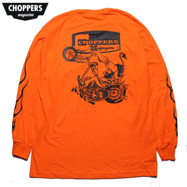 CHOPPERS MAGAZINE/チョッパーズマガジン CHOPPER WHEELIE LS TEE/ロングスリーブTシャツ ORANGE