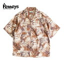 PENNEY'S/yj[Y LEAF PRINTED W-POCKET SS SHIRTS/I[vJ[Vc()EBEIGE