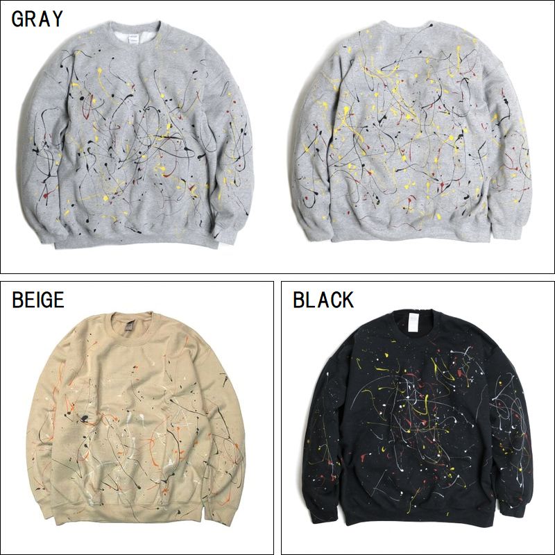 THRIFTY LOOK / PAINT GILDAN CREW SWEAT ペイントクルーネックスウェット・3color