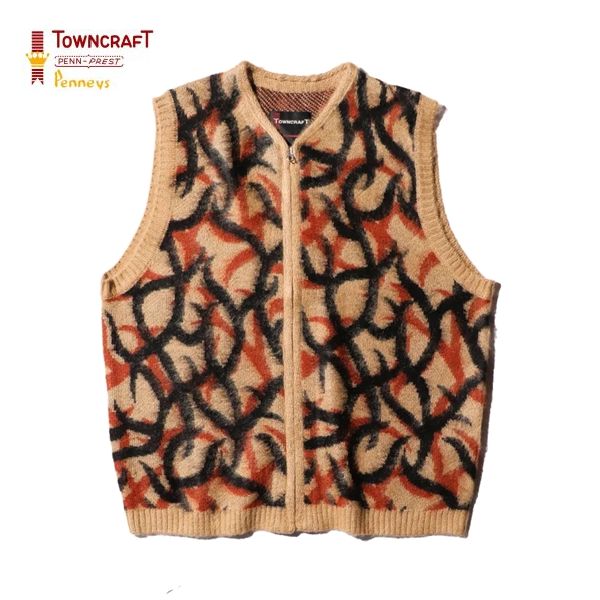 【BLACK FRIDAY 40%OFF】TOWNCRAFT/タウンクラフト SHAGGY PATTERN ZIP VEST/シャギージップアップベス..