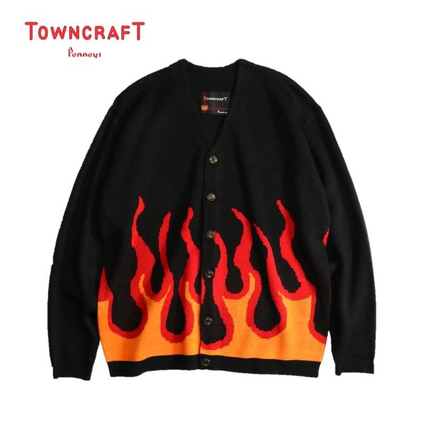 【セール・40%OFF】TOWNCRAFT/タウンクラフト JACQUARD CARDIGAN/カーディガン・Chicano-Black(Red)