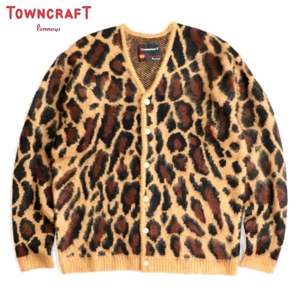 【セール20%OFF】TOWNCRAFT/タウンクラフト SHAGGY JACQUARD CARDIGAN/カーディガン・LEOPARD(BROWN)