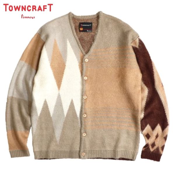 【セール20%OFF】TOWNCRAFT/タウンクラフト SHAGGY JACQUARD CARDIGAN/カーディガン・CRAZY