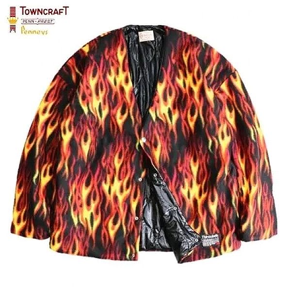 Rakuten - TOWNCRAFT/タウンクラフト REVERSBULE QUILT CARDIGAN/キルトカーディガン・BLACK×FLAMES