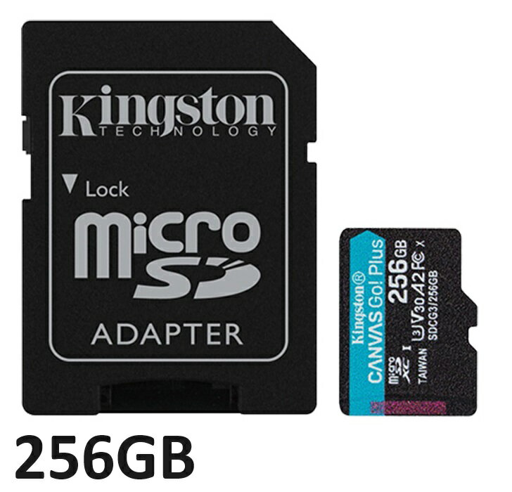 マイクロSDカード microSD 256GB Kingstone Canvas Go Plus microSD メモリカード SDCG3/256GB アダプター付き micoroSD キングストン UHS-I V30 並行輸入品