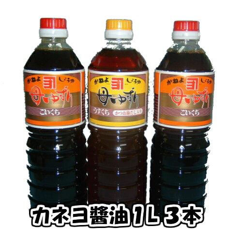 送料無料 カネヨ しょうゆ1L3本 Bセット濃口2 薄口1 変更可