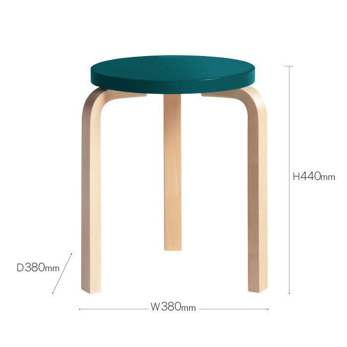 Artek/STOOL 60/スツール60/バーチ材/ナチュラルラッカー仕上げ/ペトロールラッカー 新生活 引っ越し 実用的 インテリア 【納期】約3〜4週間(メーカー欠品時を除く) [2]