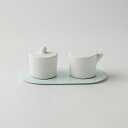 【P5倍】S&B Milk & Sugar & Platter Set Plain White／Light Blue シュガーポット ミルクピッチャー セット キャニスター 蓋つき 小物入れ 雑貨 ティータイム 保存容器 プラッター プレート トレイ 北欧 韓国 カフェ　喫茶店