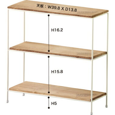 オープンラック ラック 飾り棚 アイボリー ブラウンカントリー アンティーク 小物収納 キッチン 天然木 ディスプレイラック 2段棚 北欧 [3]