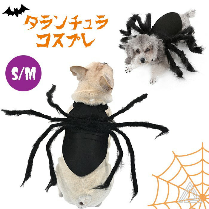 Rakuten - 犬 猫 ハロウィン 服 コスプレ タランチュラ 蜘蛛 クモ コスチューム おもしろグッズ 秋 冬 仮装 変装 フレンチブルドッグ トイプードル ペット服 猫 犬用 小型犬 中型犬 変身服 撮影道具 映え写真 Halloween KM854G