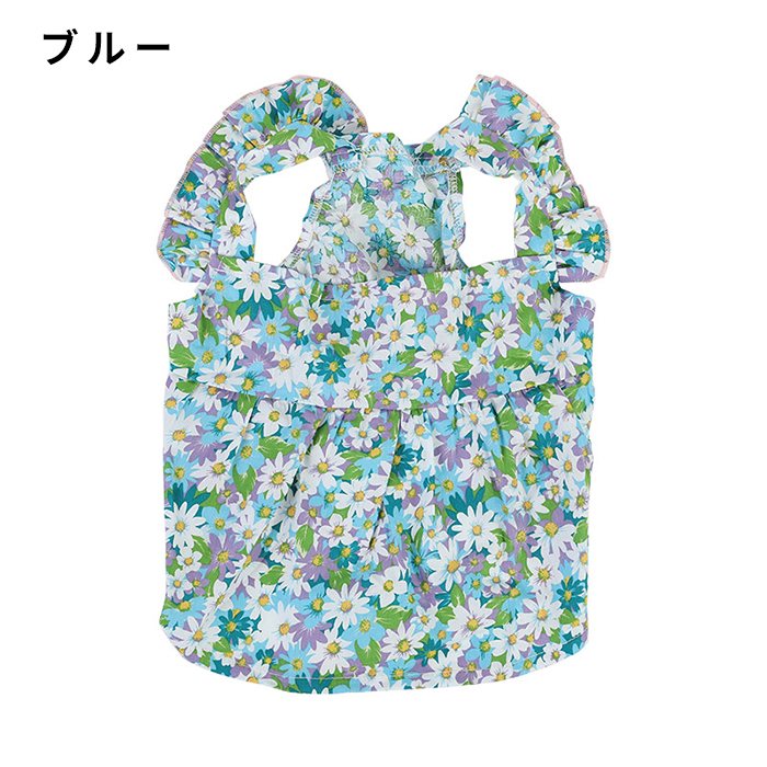 犬服 春 夏 ワンピース 花柄 フレンチブルドッグ パグ 服 中型犬 小型犬 フレブル 女の子 スカート フリル 犬 ドッグウェア ペット服 可愛い かわいい お出かけ お花見 KM966SK 3