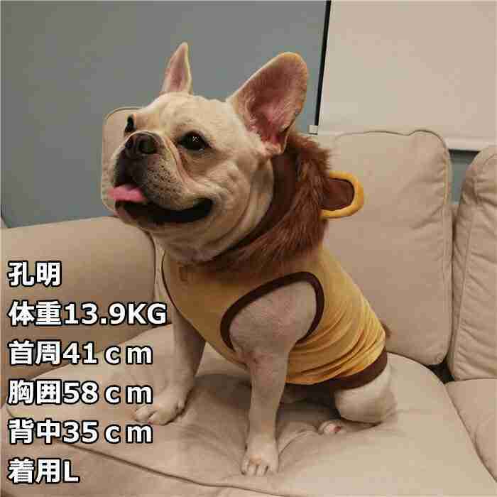 フレンチブルドッグ秋冬ライオンコスプレフレブル犬服犬服パーカー面白い耳付き暖かい帽子付き犬コスチューム小型犬中型犬犬の服かわいいおしゃれハロウィンクリスマス仮装KM169TS