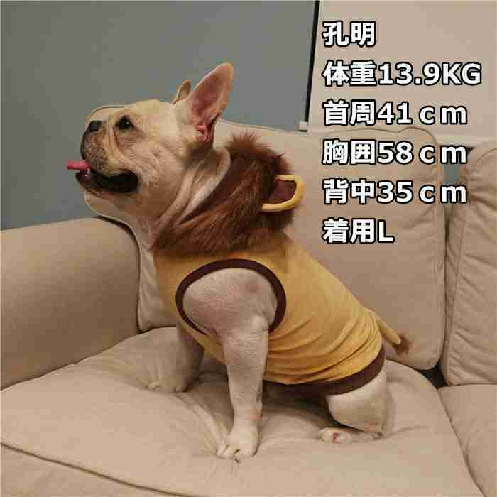 フレンチブルドッグ秋冬ライオンコスプレフレブル犬服犬服パーカー面白い耳付き暖かい帽子付き犬コスチューム小型犬中型犬犬の服かわいいおしゃれハロウィンクリスマス仮装KM169TS