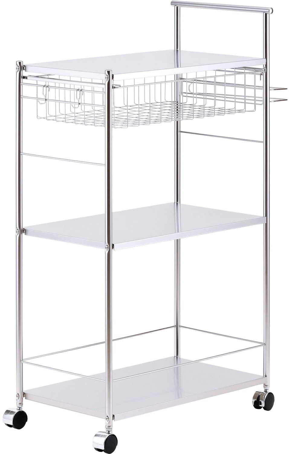 ★未使用品★和平フレイズステンレスキッチンワゴン3段SM-9350組立式キッチン収納ペーパーホルダー付きキャスター・ストッパー付き調理器具収納キッチン用品