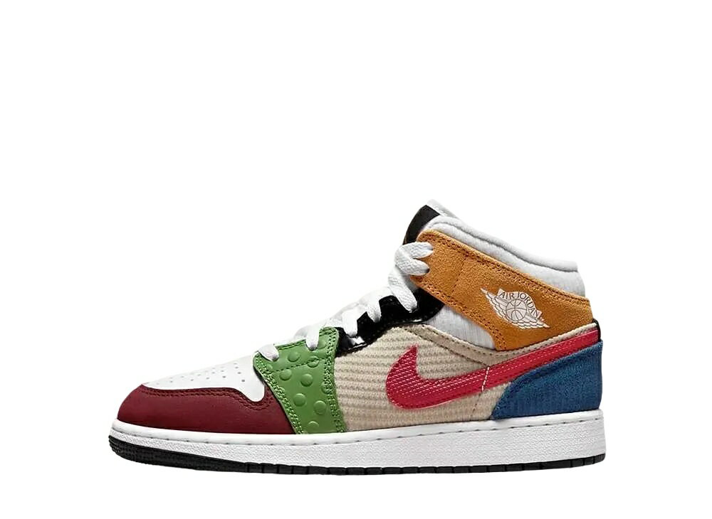 楽天セレクトショップFrenzマラソン【1000円割引】クーポン!!Nike ナイキ GS エアジョーダン1 ミッド SE ホワイト/ジム レッド-ブラック-パール ホワイト-フレンチ ブルー-アルチチュード グリーン ナイキ DR6957-100 大人も履ける キッズモデル レディース スニーカー キッズスニーカー