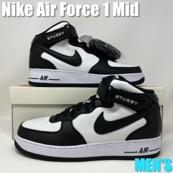 【今だけ500円割引クーポンあり!!】Nike ナイキ × ステューシー エア フォース 1 ミッド ライトボーン ブラック Nike Air Force 1 Mid “Stussy Light Bone Black“ ナイキ ナイキ × ステューシー エア フォース 1 ミッド DJ7840-002 メンズ スニーカー ランニングシューズ