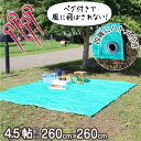 レジャーシート 大きい 大判 260 × 260 cm 5~8人 ペグ付き 大人数 花見 お花見 イベント 雨よけ 車 カバー ペグ穴付き ピクニックシート 遠...