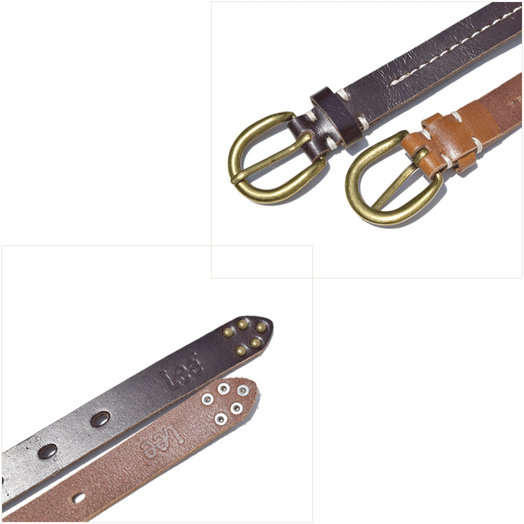 【Lee／センターステッチベルト／narrow】ベルト 革 本革 牛革 かわいい おしゃれ 人気 レディースベルト レザー ladys belt 細い レディース LEE リー スタッズ付き