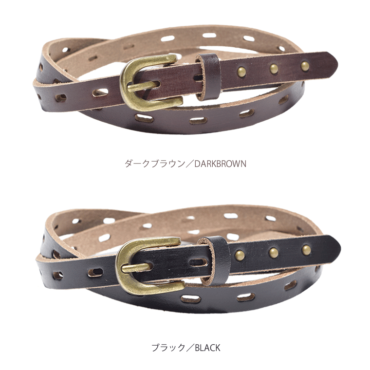 【Lee／手染めナローベルト／narrow】ベルト 革 本革 牛革 かわいい おしゃれ 人気 レディースベルト レザー ladys belt 細い レディース LEE リー スタッズ