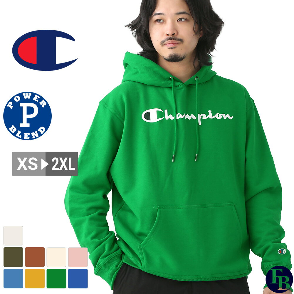 【送料無料】 Champion チャンピオン パーカー プルオーバー メンズ レディース 裏起毛 ロゴ プリント S-2XL GF89H Y07718 POWERBLEND USAモデル【COP】