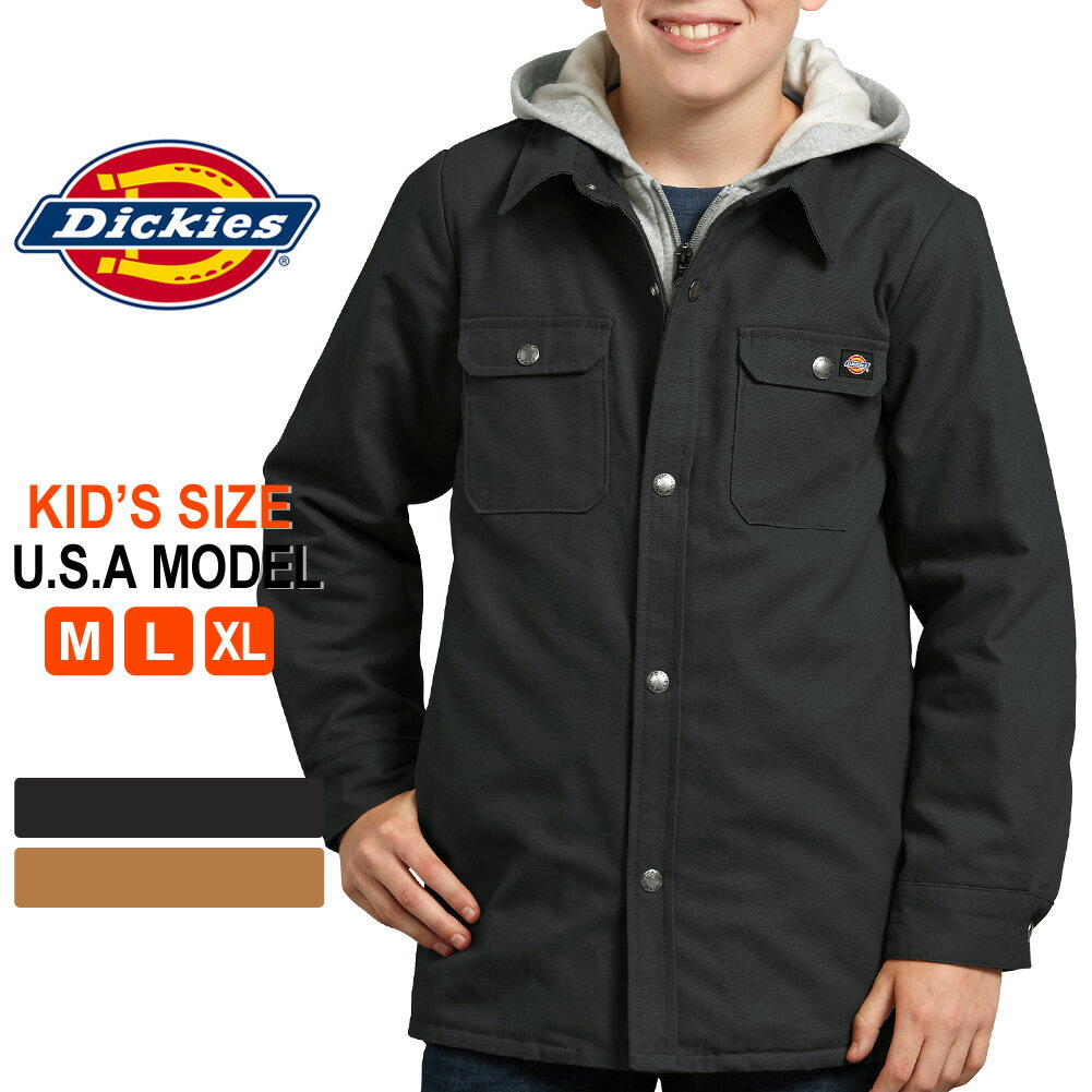 【送料無料】 キッズ ディッキーズ アウター シャツジャケット フード付き ダック KJ203 USAモデル Dickies Boys 防寒 子供 男の子 女の子