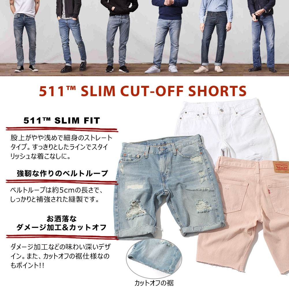 【送料無料】 リーバイス 511 ハーフパンツ デニム スリムフィット ダメージ加工 メンズ 大きいサイズ 36555 ショートパンツ ショーツ 短パン ジーンズ ジーパン デニムパンツ 夏 ブランド アメカジ USAモデル 【COP】