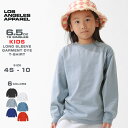 【送料無料】 [キッズ] ロサンゼルスアパレル Tシャツ 長袖 ロンT ボーイズ 子供服 男の子 女の子 6.5オンス 厚手 無地 ヘビーウェイト ガーメントダイ Garment Dye 18107GD USAモデル LOS ANGELES APPAREL 長袖Tシャツ【メール便可】