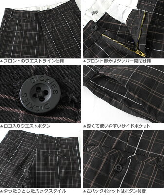 Dickies ディッキーズ ハーフパンツ メンズ チェック 柄 ひざ下 大きいサイズ ゆったり 大きめ 短パン ショートパンツ ワークパンツ 13インチ レギュラーフィット ブランド アメカジ カジュアル ストリート WR978 USAモデル - Image 3