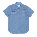 100％本物保証 【Sサイズ】 WACKO MARIA ワコマリア CHAMBRAY S/S SHIRT 半袖シャツ メンズ 334-000028-037 【中古】 (TOPS)